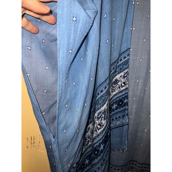 American Eagle One Size Raw Fray Open Cardigan Topper Gauze Blue Boho OS - Picture 5 of 8